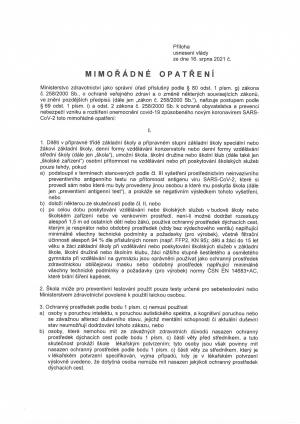 Mimořádná opatření ze dne 16.8.2021