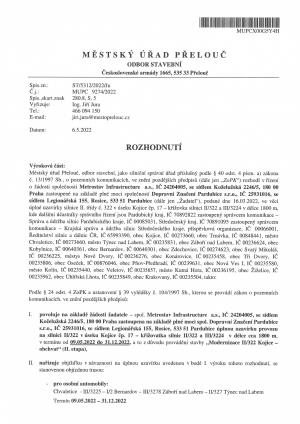 Rozhodnutí - modernizace silnice II/322 Kojice  II.etapa 9.5 - 31.12.2022