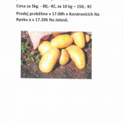 Prodej brambor dnes 11.8.2022 od 17:00 hod., 17:20 na Jeleně