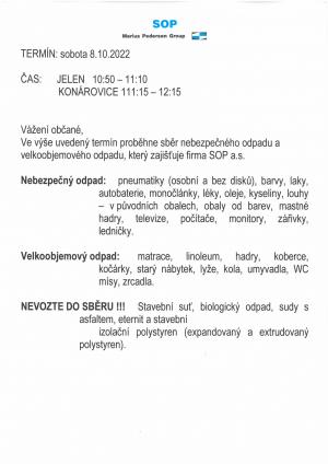 Velkoobjemový a nebezpečný odpad 8.10.2022