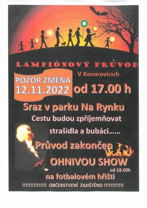 POZOR ZMĚNA TERMÍNU Lampionový průvod 12.11.2022 od 17:00 sraz v parku Na Rynku