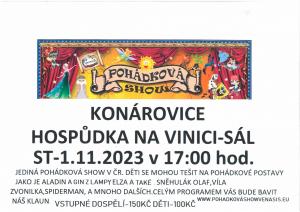 Pohádková show středa 1.11.2023 v Hospůdce na Vinici v 17:00 hod.