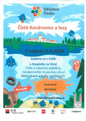 Ukliďme Česko v sobotu 6.4.2024, sraz v 9:00 hod. Na Vinici