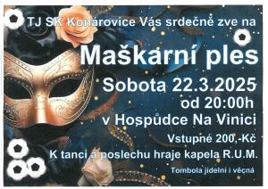 Maškarní ples 22.3.2025 od 20:00 hod. v Hospůdce na Vinici